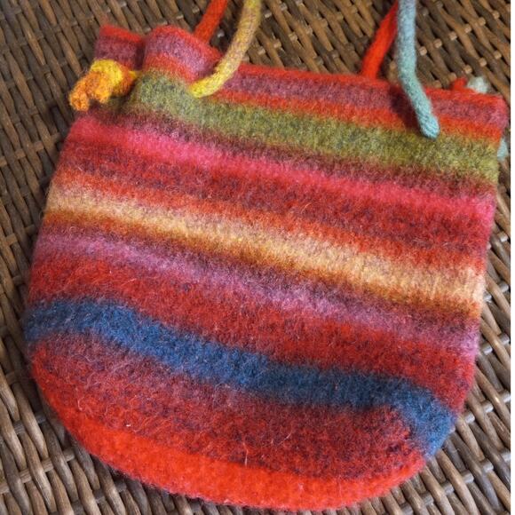 HANDMADE Ombre Booga Bag 11" X 10.5" Jewel Tones Fuschia Pink Purple Green Blue - Picture 7 of 7